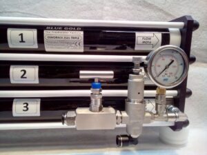 High pressure regulator assembly illustration for Blue Gold Watermakers or DIY watermaker