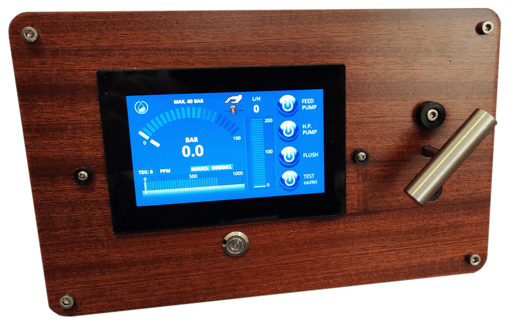 Blue Gold Watermakers Touch Screen Display in Mahogany Version