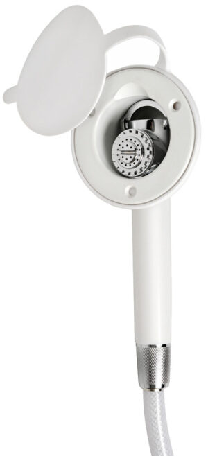 Alternative view of Push button shower white finish PVC hose 2.5 m Wall mounting