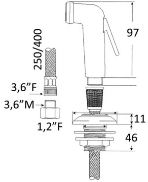 Alternative view of Utility handheld shower PVC hose 2.5 m Deck support