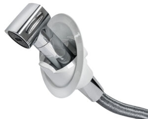 Alternative view of Saturn shower w/vertical mixer white