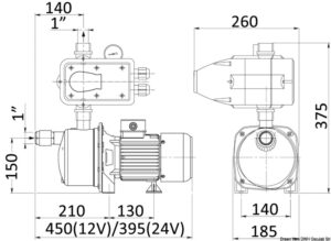 Alternative view of CEM fresh water pump 12 V 50 l/min EPC system