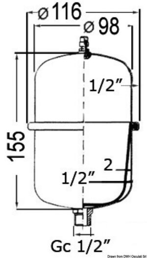 Alternative view of Accumulator tank f. fresh w. pump/water heater 1 l