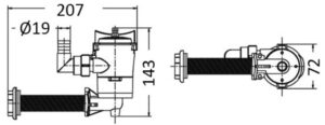 Alternative view of Europump 90° bulkhead pump fish tank aeration