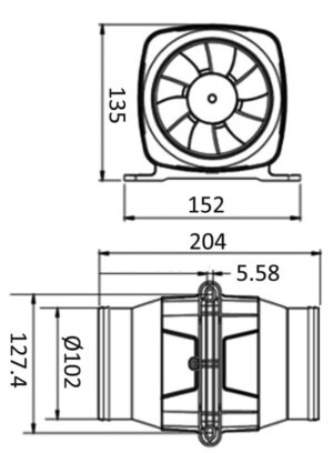 Hyperflow axial blower 7.6m3 12V - Image 3