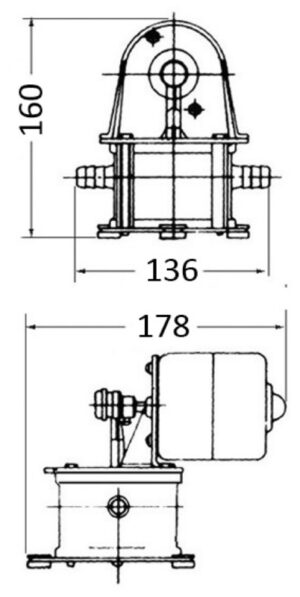 Alternative view of Geiser diaphragm self-priming bilge pump 12 V