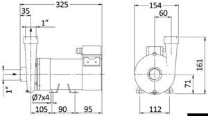 Alternative view of Bronze centrifugal electropump 24V 80 l/min