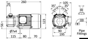 Alternative view of Self-priming bronze electric pump 230V 30 l/min