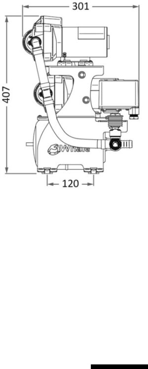 Alternative view of WHALE high-flow rate fresh water pump 12 V
