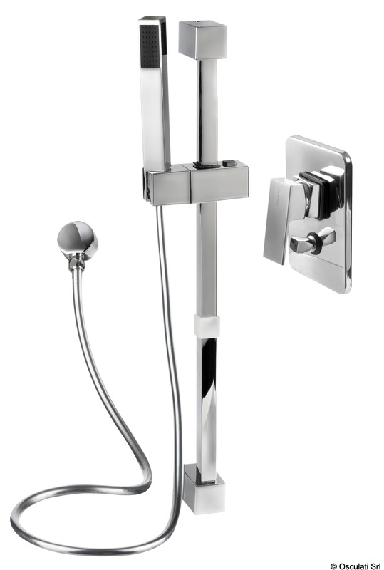 Square shower rail w/water tap V.2 with grey PVC 1 Square shower rail w/water tap V.2 with grey PVC