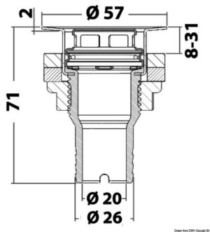 Flush cockpit drain w/AISI 316 head - Image 2