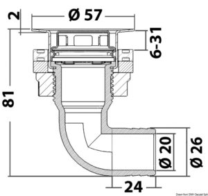 Flush cockpit drain w/AISI 316 head 90° - Image 3