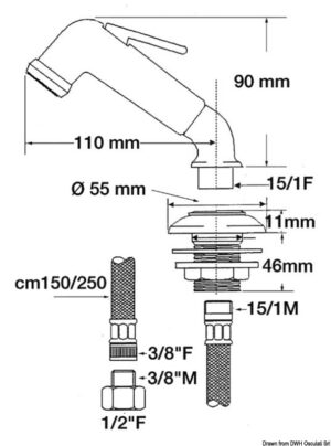 Alternative view of Shower tap 3/8" 1.5 m