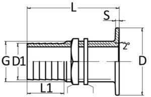Alternative view of Thru hull flush mount chromed brass 1" x 30 mm