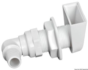 White plastic scupper 90° 1" x 19 mm