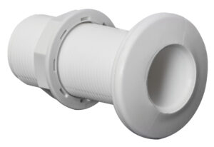 Threaded seacock white plastic 1"1/4