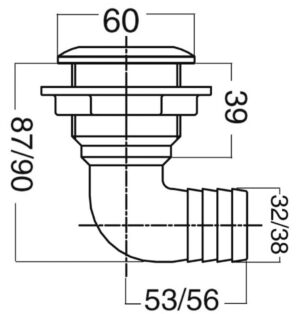 Alternative view of 90° elbow skin fitting 1"1/2 x 32 mm