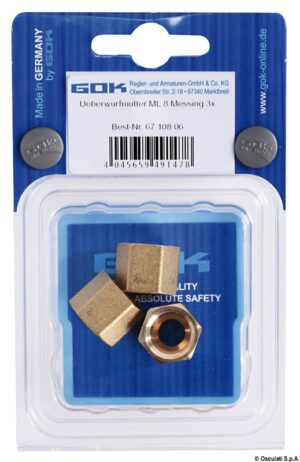 Alternative view of Brass nut for 8 mm copper tube (3-pcs display blister)