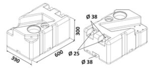 Alternative view of Waste water tank w/macerator 12 V 50 l