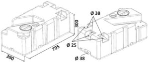 Alternative view of Waste water tank w/macerator 12 V 70 l