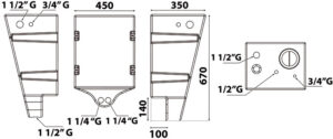 Alternative view of Waste water tank bulkhead mounting 60 l