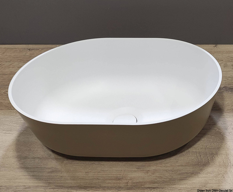 Countertop semi-oval sink Ocritech white/beige 350x260 mm 1 Countertop semi-oval sink Ocritech white/beige 350x260 mm