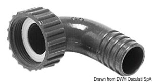Swivelling hose adaptor 90° 25 mm