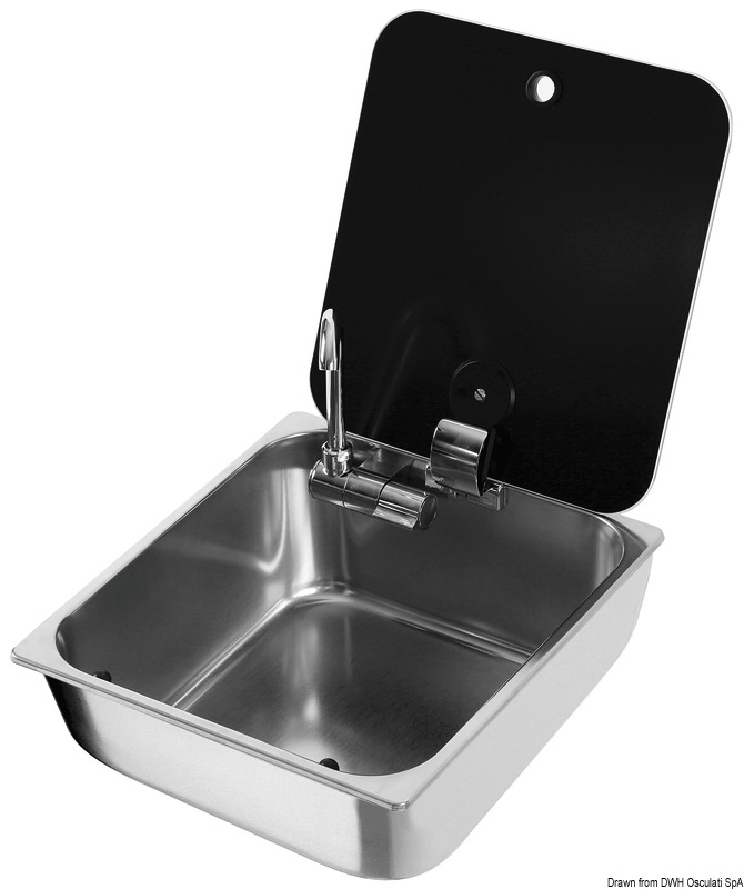 Sink w/tinted glass lid 325x350 mm 1 Sink w/tinted glass lid 325x350 mm