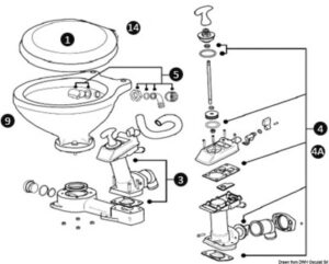 Complete spare pump for manual toilets