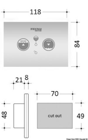 Alternative view of SFT touch control panel for TECMA electric toilets