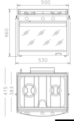 Alternative view of TECHIMPEX Marinertwo cooker 2 burners+oven