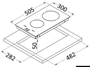 Alternative view of Glass ceramic hob unit 2 burners