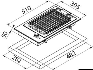 Alternative view of SS electric barbecue 220 V 2400 W