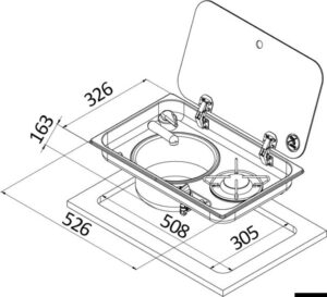 Built-in single hob - right sink w/ glass cover and mixer - Image 3