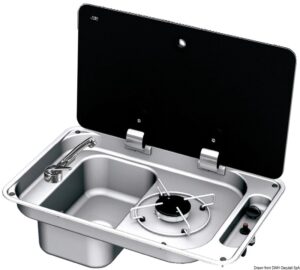 1-burner left hob w/tinted glass cover