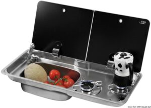 2-burner left hob w/tinted glass cover
