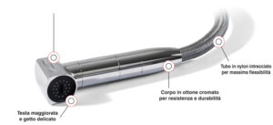 Alternative view of Saturn cold water shower horizontal chromed base
